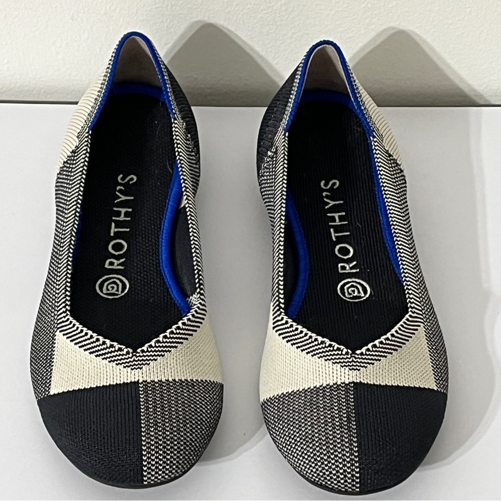 Rothy's The Flat Round Toe Buffalo Plaid shoes